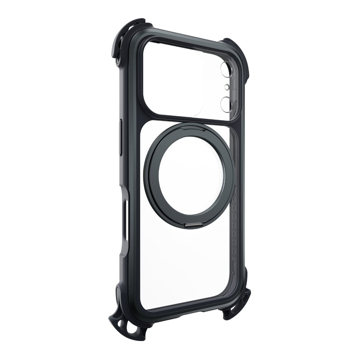 MAGEASY Odyssey Ultra M 終極防摔磁吸支架掛繩手機殼 iPhone 17 Pro(午夜/黑色) + 鏡頭保護貼Lenz 鈦合金(迷霧鈦) + Vetro 9H 鋼化玻璃保護膜