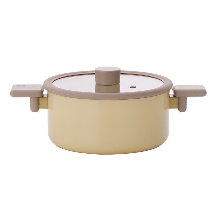 Neoflam 陶瓷不沾塗層鍋具 含玻璃上蓋 4件組 黃