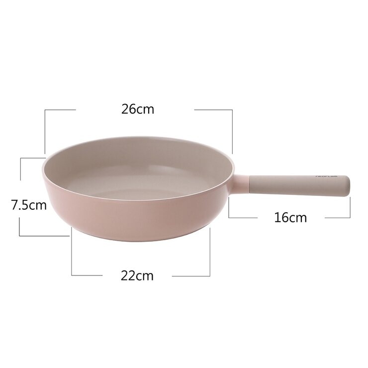 Neoflam 陶瓷不沾塗層鍋具 含玻璃上蓋 4件組 粉