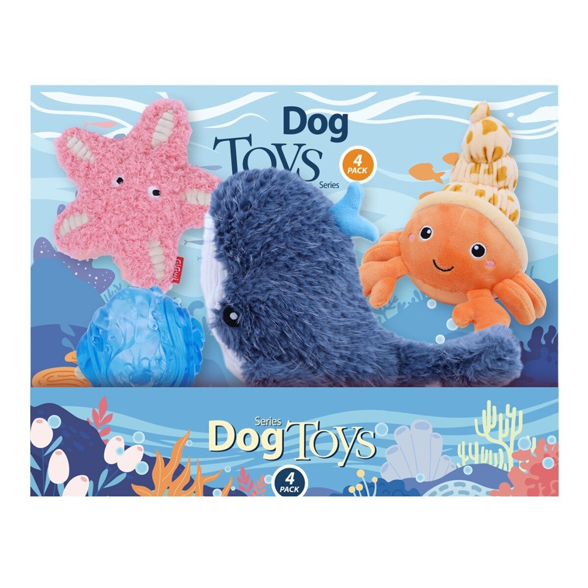 Gigwi 海洋風寵物狗玩具 4入組