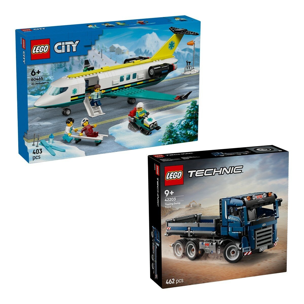 LEGO 科技系列 傾卸式卡車 42203 / 9歲以上 / 城市系列 緊急救護飛機 60465 / 6歲以上
