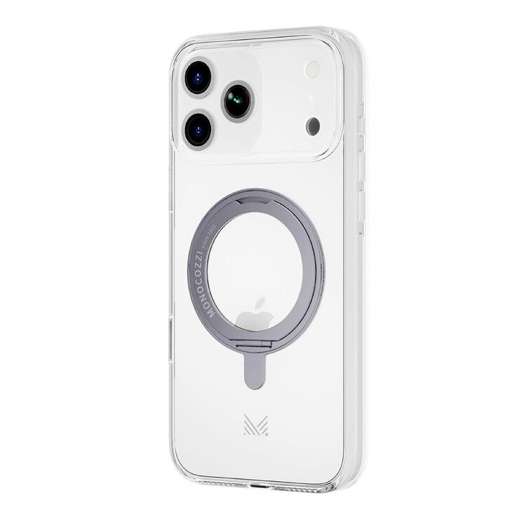 MONOCOZZI ESSENTIALS 磁吸360旋轉支架不發黃透明防摔保護殼(相機按鍵)+2.5D滿版高透耐保護貼組合 iPhone 17 Pro Max