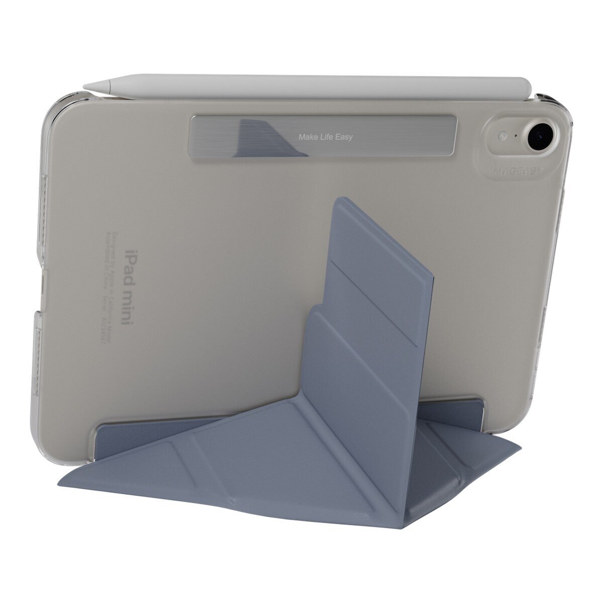 MAGEASY Facet 全方位支架透明背蓋保護套 iPad mini 7 2024 / A17 Pro / iPad mini 6 2021 阿拉斯加藍