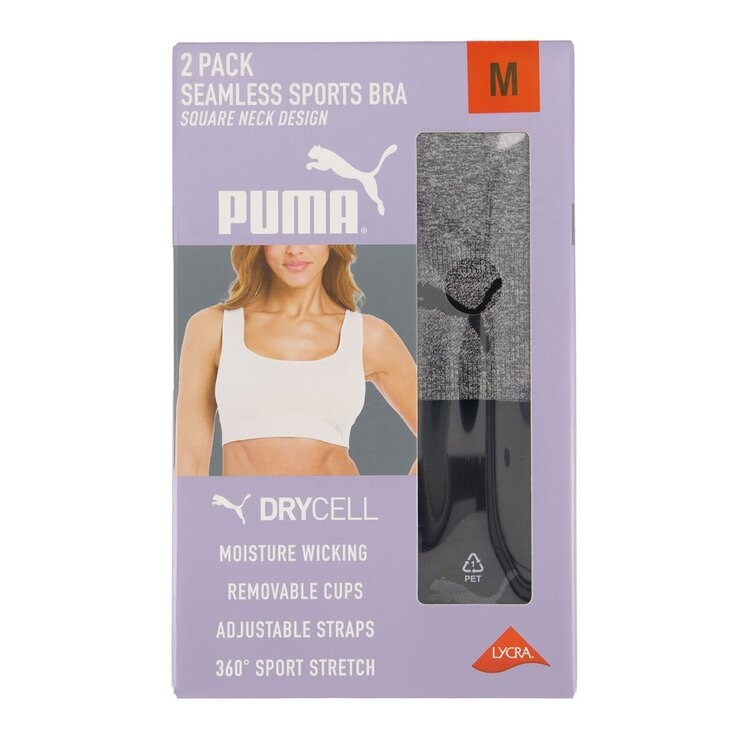 Puma 女運動內衣 X 2件組 L 黑 & 灰