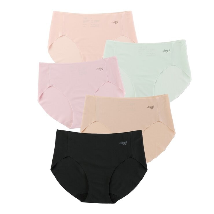 Sloggi 女無痕內褲五入組 黑膚粉綠橘組合 XXL