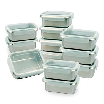 Quasi 司扣爾不鏽鋼保鮮盒含蓋24件組 單個容量：1000毫升