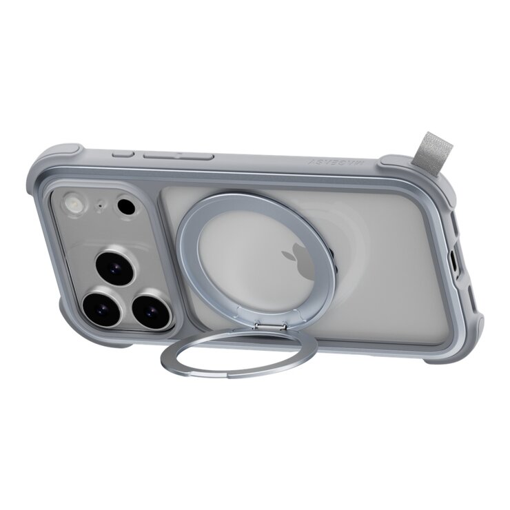 MAGEASY Odyssey Stand M 超軍規防摔磁吸支架手機殼 iPhone 17 Pro(迷霧) + 鏡頭保護貼Lenz(午夜) + Vetro 9H 鋼化玻璃保護膜