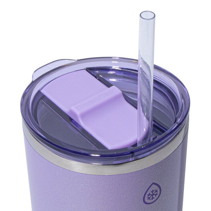 ThermoFlask 不鏽鋼保冷保溫馬克杯 含吸管 474毫升 X 2件組 紫+綠 ThermoFlask 不鏽鋼保冷保溫馬克杯 含吸管 474毫升 X 2件組 紫+綠