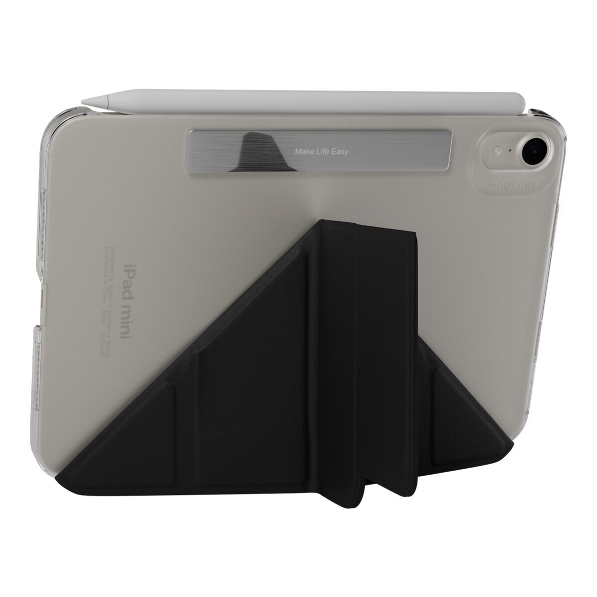 MAGEASY Facet 全方位支架透明背蓋保護套 iPad mini 7 2024 / A17 Pro / iPad mini 6 2021 黑