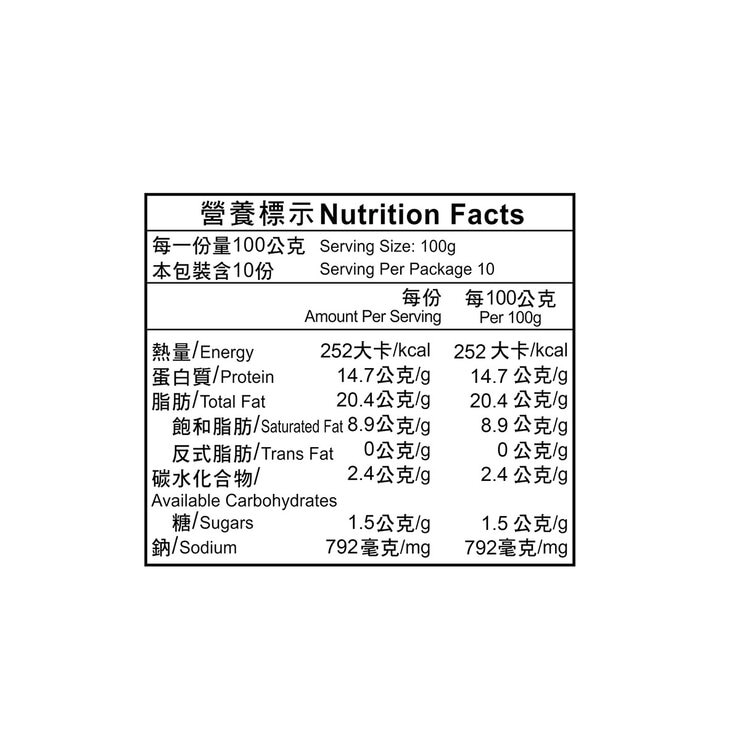 富統 冷藏切片培根 2公斤