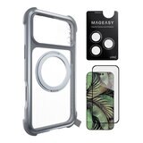 MAGEASY Odyssey Stand M 超軍規防摔磁吸支架手機殼 iPhone 17 Pro Max(迷霧) + 鏡頭保護貼Lenz(迷霧) + Vetro 9H 鋼化玻璃保護膜