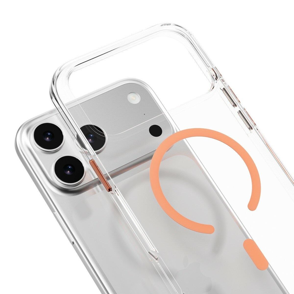 MAGEASY Bright M 不發黃軍規磁吸透明殼 iPhone 17 Pro(珊瑚磁圈) + 鏡頭保護貼Lenz(迷霧) + Vetro 9H 鋼化玻璃保護膜