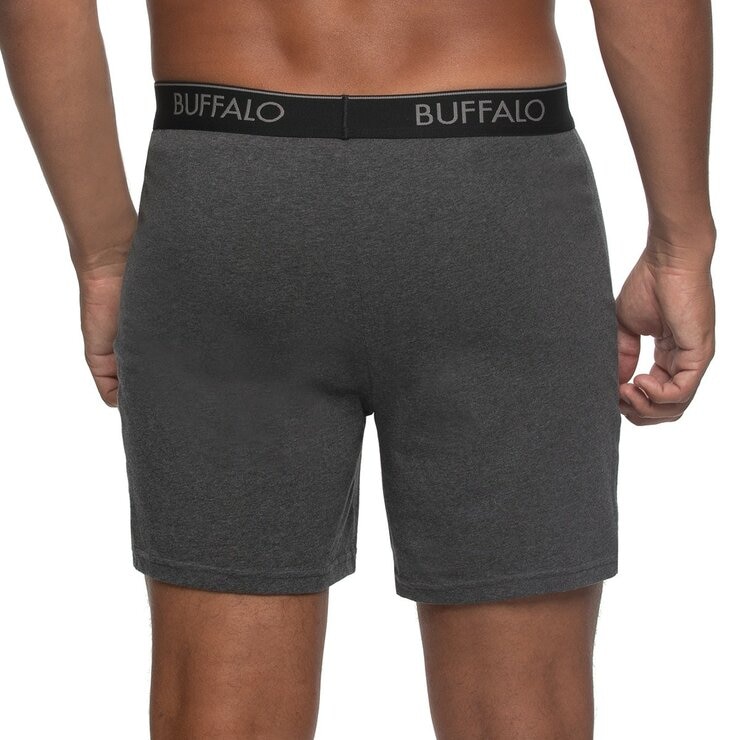 Buffalo 男針織平口內褲 5入組 S 黑+灰