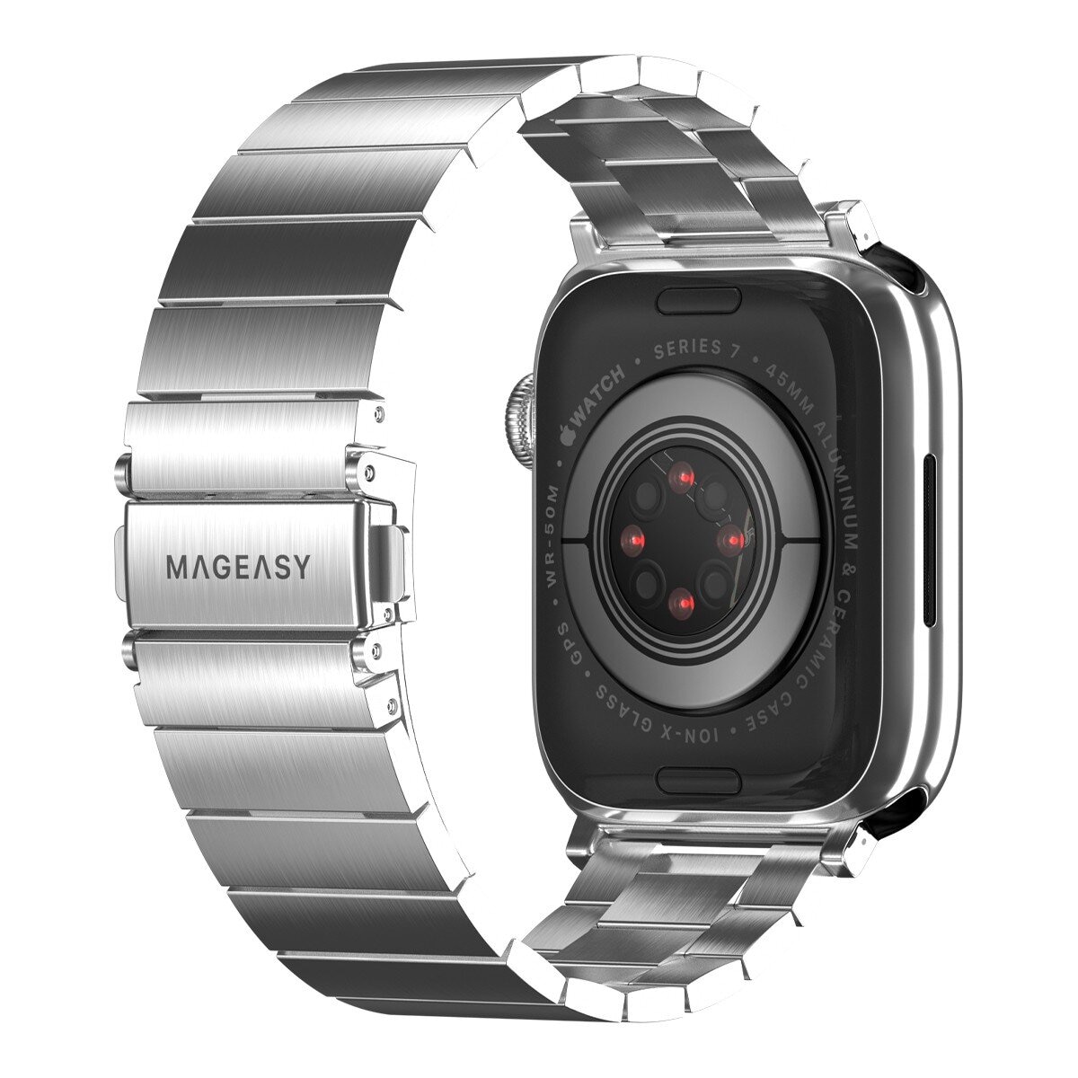 MAGEASY Maestro 不鏽鋼鏈錶帶 44-49 mm 銀