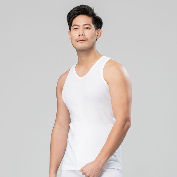 三槍 宜而爽 男無袖上衣 3入 白 M