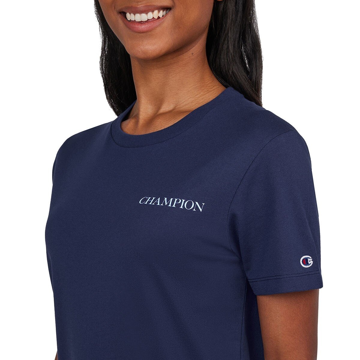 Champion 女經典款短袖上衣 深藍