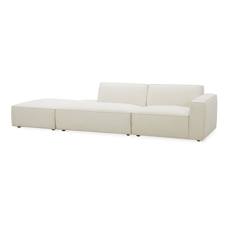 Aiden & Ivy 布面可移動式沙發附腳凳 米