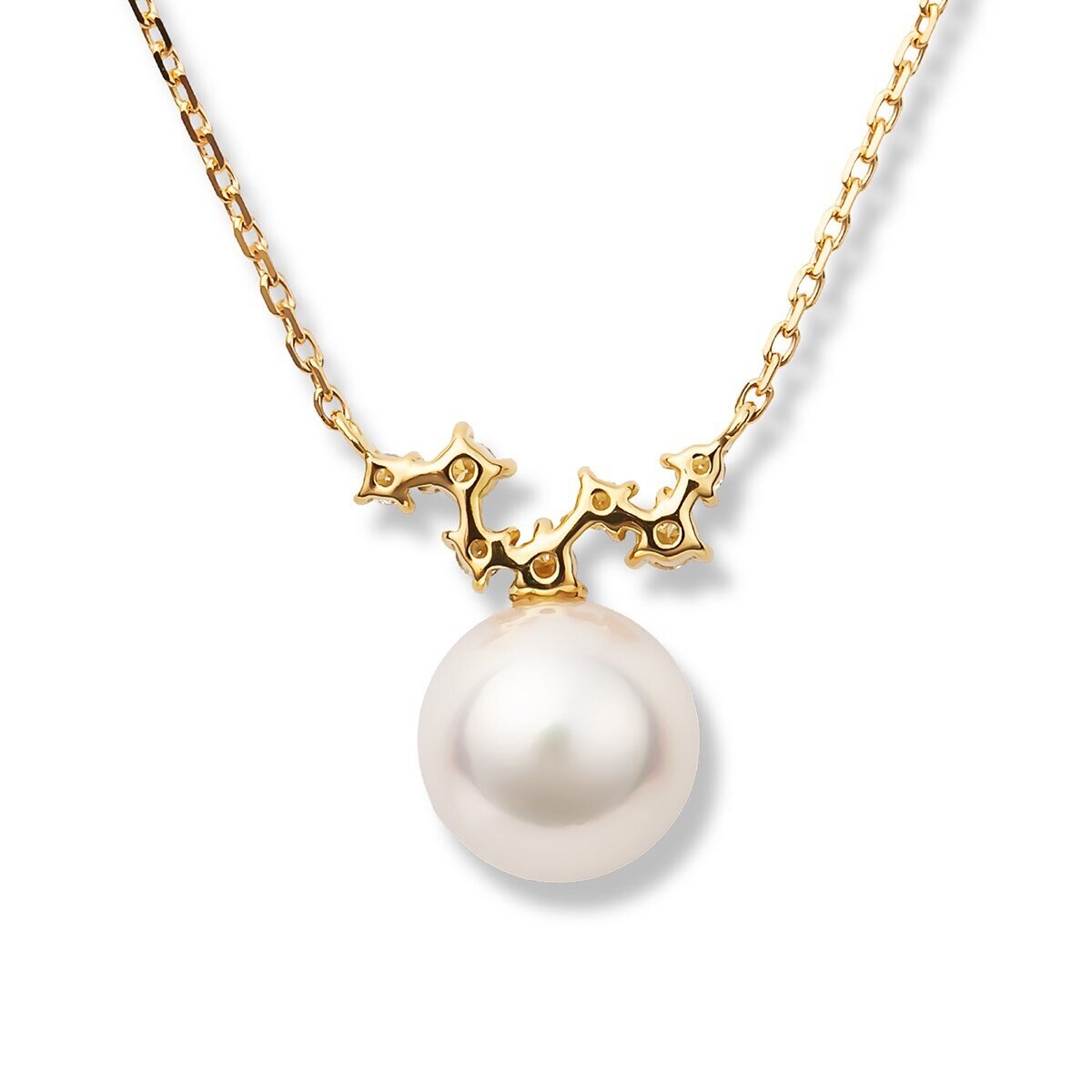 Tokyo Pearl 18K黃K金 7.0公釐 - 7.5公釐 Akoya 珍珠鑽石項鍊