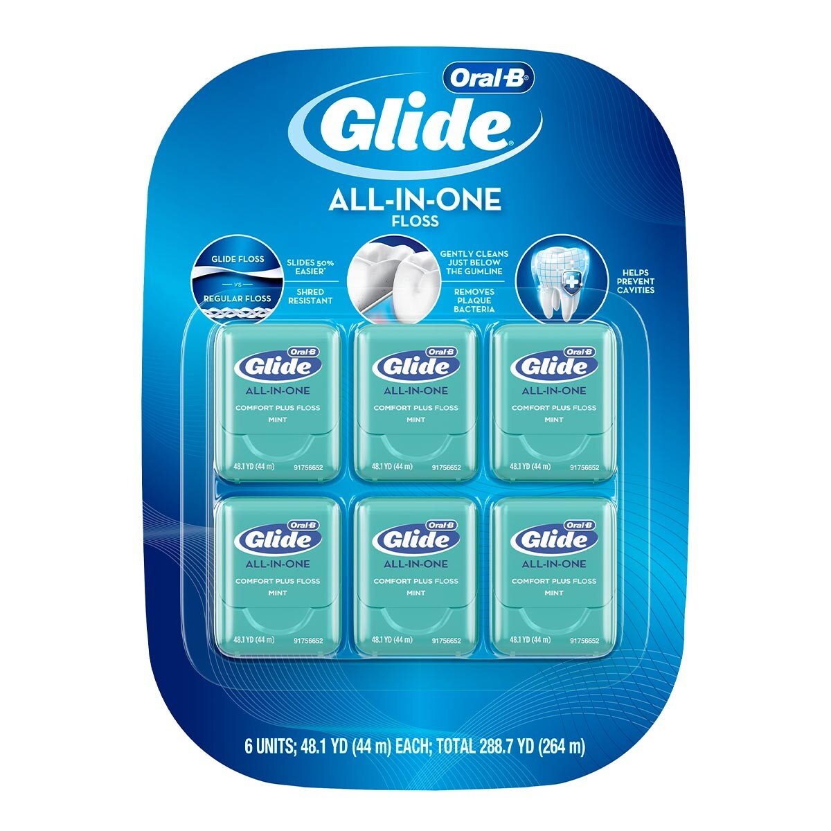Glide 清潔舒適牙線 薄荷口味 44公尺 X 6入 Costco 好市多