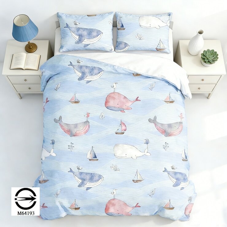 Caliphil 單人四季被附枕套 150公分 X 180公分 鯨魚樂園