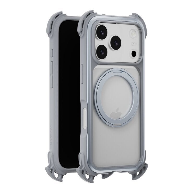 MAGEASY Odyssey Ultra M 終極防摔磁吸支架掛繩手機殼 iPhone 17 Pro(迷霧/岩石灰) + 鏡頭保護貼Lenz 鈦合金(午夜鈦) + Vetro 9H 鋼化玻璃保護膜