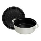 Staub 雙耳圓形鑄鐵淺燉鍋 含鋼頭鍋蓋 26公分 松露白 Staub 雙耳圓形鑄鐵淺燉鍋 含鋼頭鍋蓋 26公分 松露白