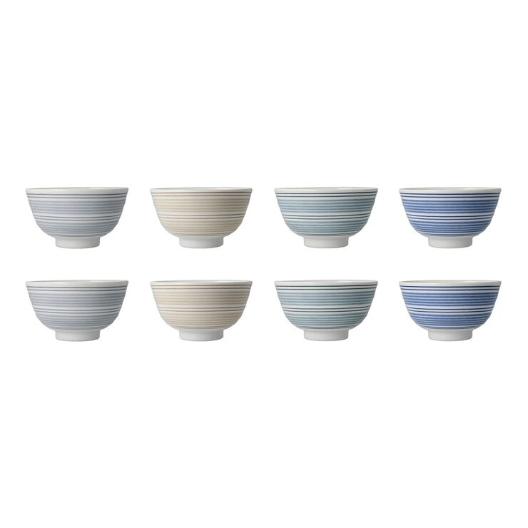 Minoyaki 日本製美濃燒飯碗 8件組 線條