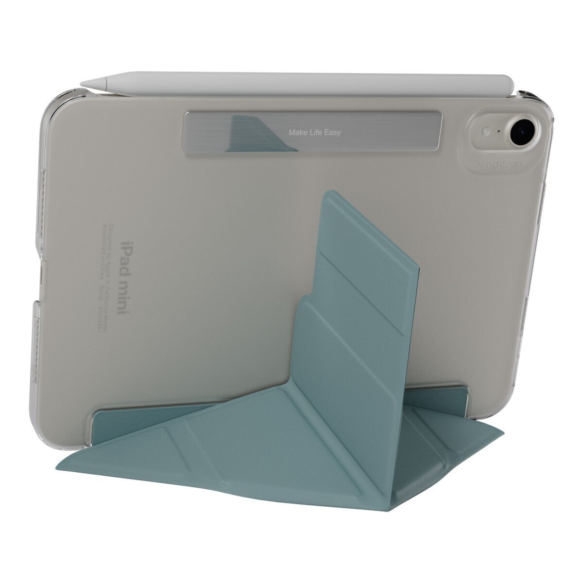 MAGEASY Facet 全方位支架透明背蓋保護套 iPad mini 7 2024 / A17 Pro / iPad mini 6 2021 寧靜藍