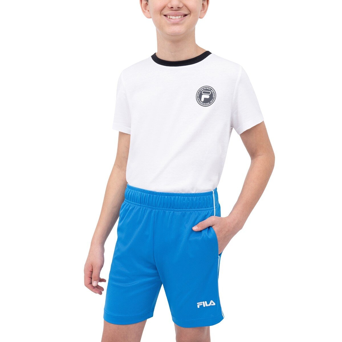 Fila 兒童短褲兩件組 藍/深藍組合 S