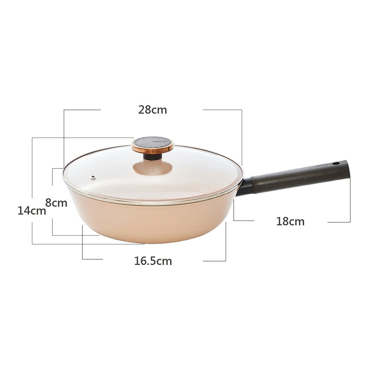 Neoflam Mystery系列 不沾陶瓷塗層單柄炒鍋 含玻璃上蓋 28公分