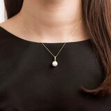 Tokyo Pearl 18K黃K金 8.5公釐 - 9.0公釐 Akoya 珍珠鑽石項鍊