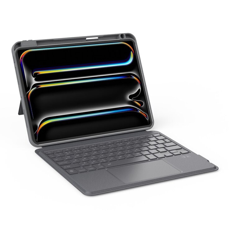 eiP Magnetix 防摔磁吸可拆式藍牙無線鍵盤保護殼 含觸控板 迷霧黑快捷版 適用於 iPad Pro11吋 M4 2024