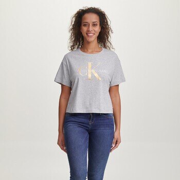 Calvin Klein Jeans 女男友風寬版短袖上衣 灰