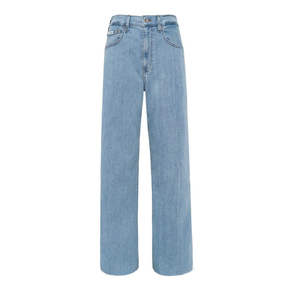 Calvin Klein Jeans 女高腰寬管牛仔長褲 淺藍