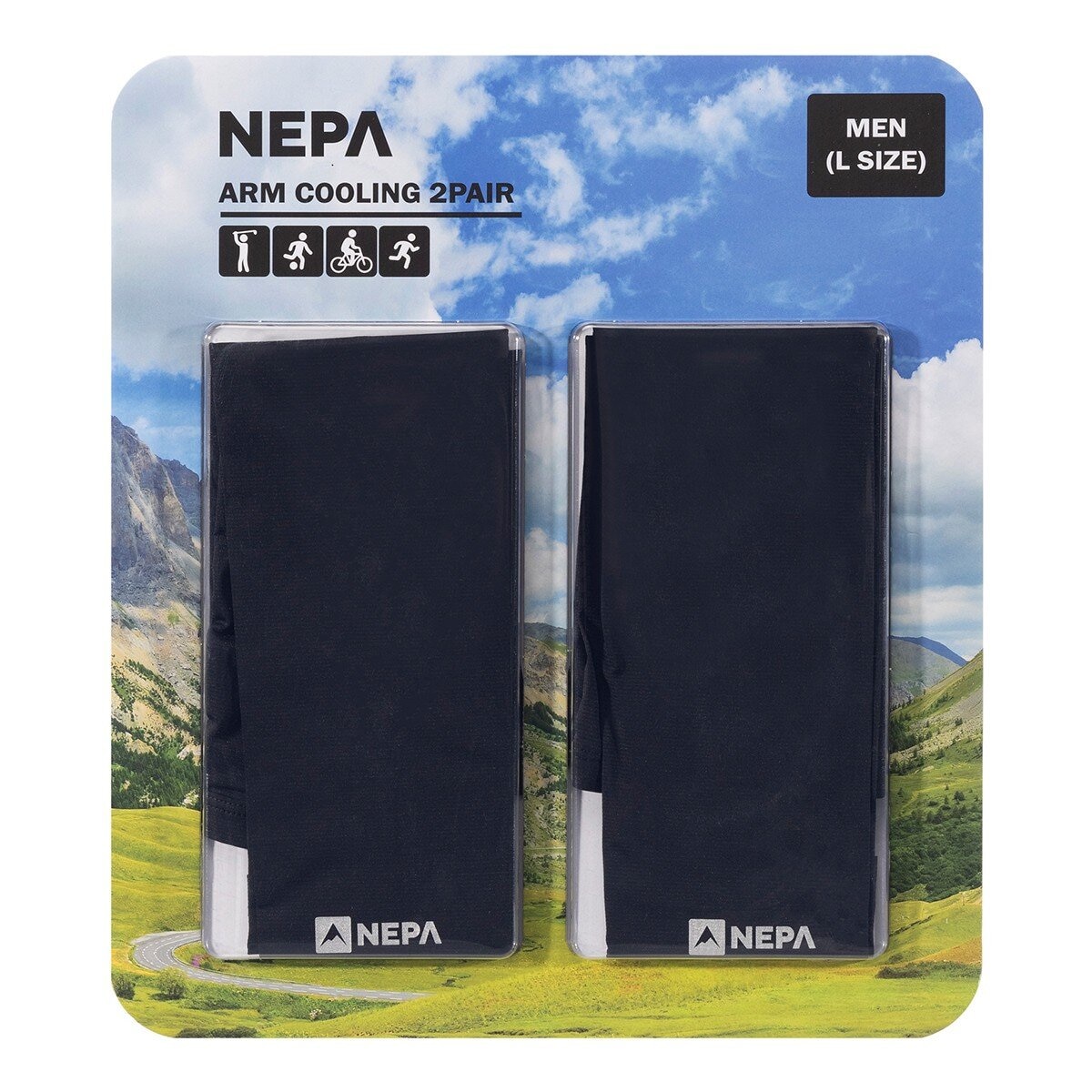 NEPA 涼感袖套 2雙 黑+黑 男用