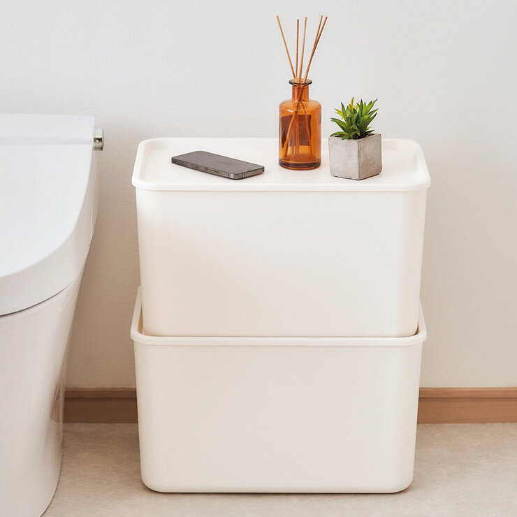 IRIS OHYAMA 附蓋可堆疊收納盒 30公升 X 6入 白