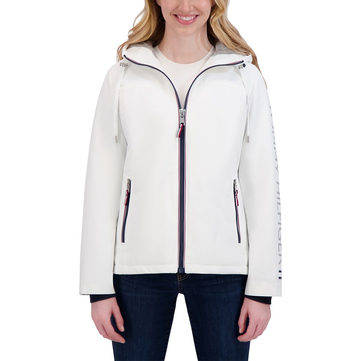 Tommy Hilfiger 女軟殼連帽外套 白