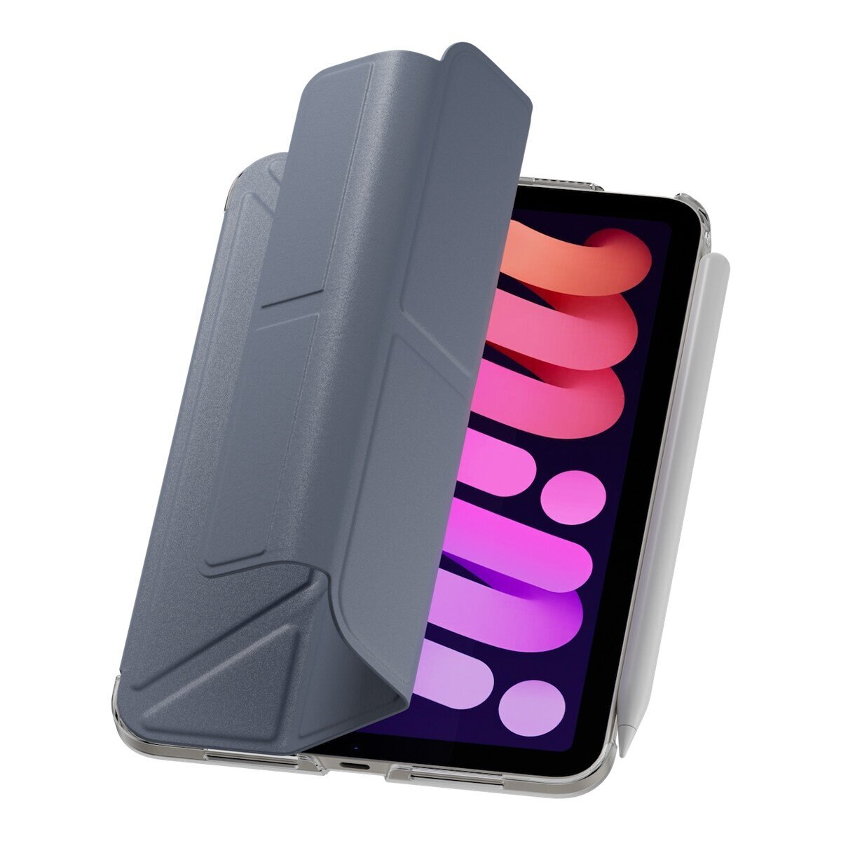 MAGEASY Facet 全方位支架透明背蓋保護套 iPad mini 7 2024 / A17 Pro / iPad mini 6 2021 阿拉斯加藍