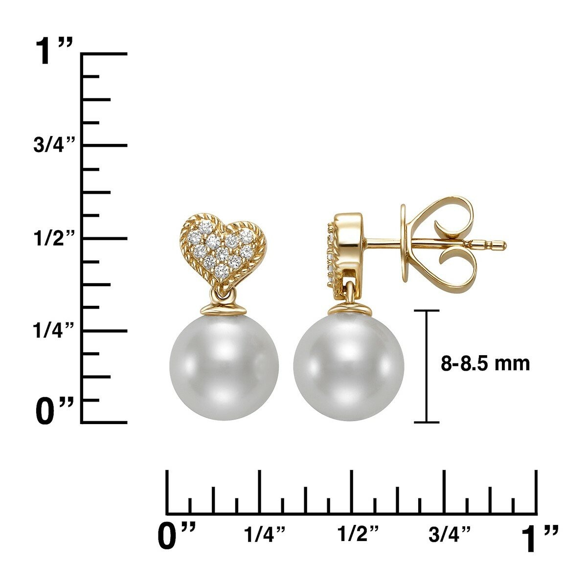 0.08克拉 14K黃K金 鑽石珍珠耳環