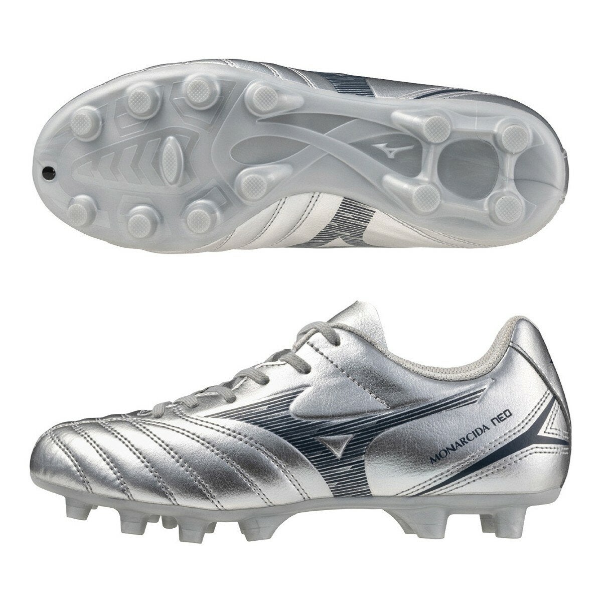 Mizuno 兒童足球鞋 MONARCIDA NEO lll SELECT Jr P1GB252504 銀+黑 21公分