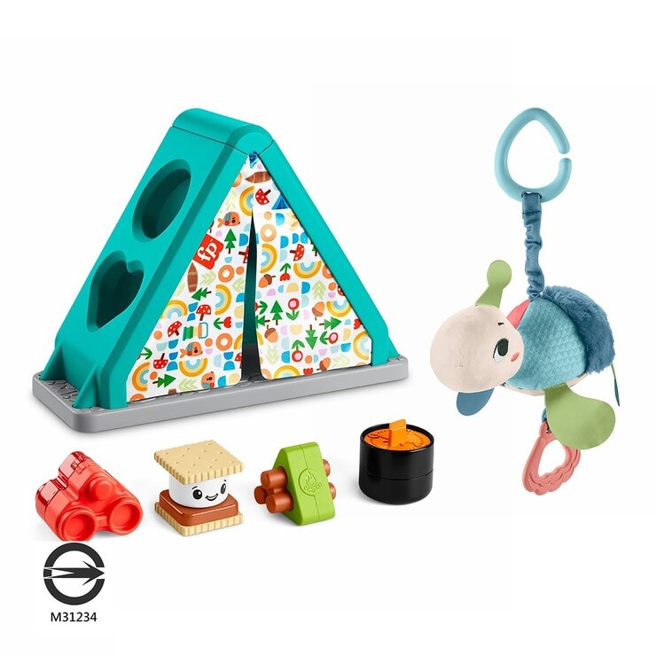 費雪 彈彈小烏龜推車玩具 / 0個月以上 + 形狀認知可愛帳篷 / 6個月以上