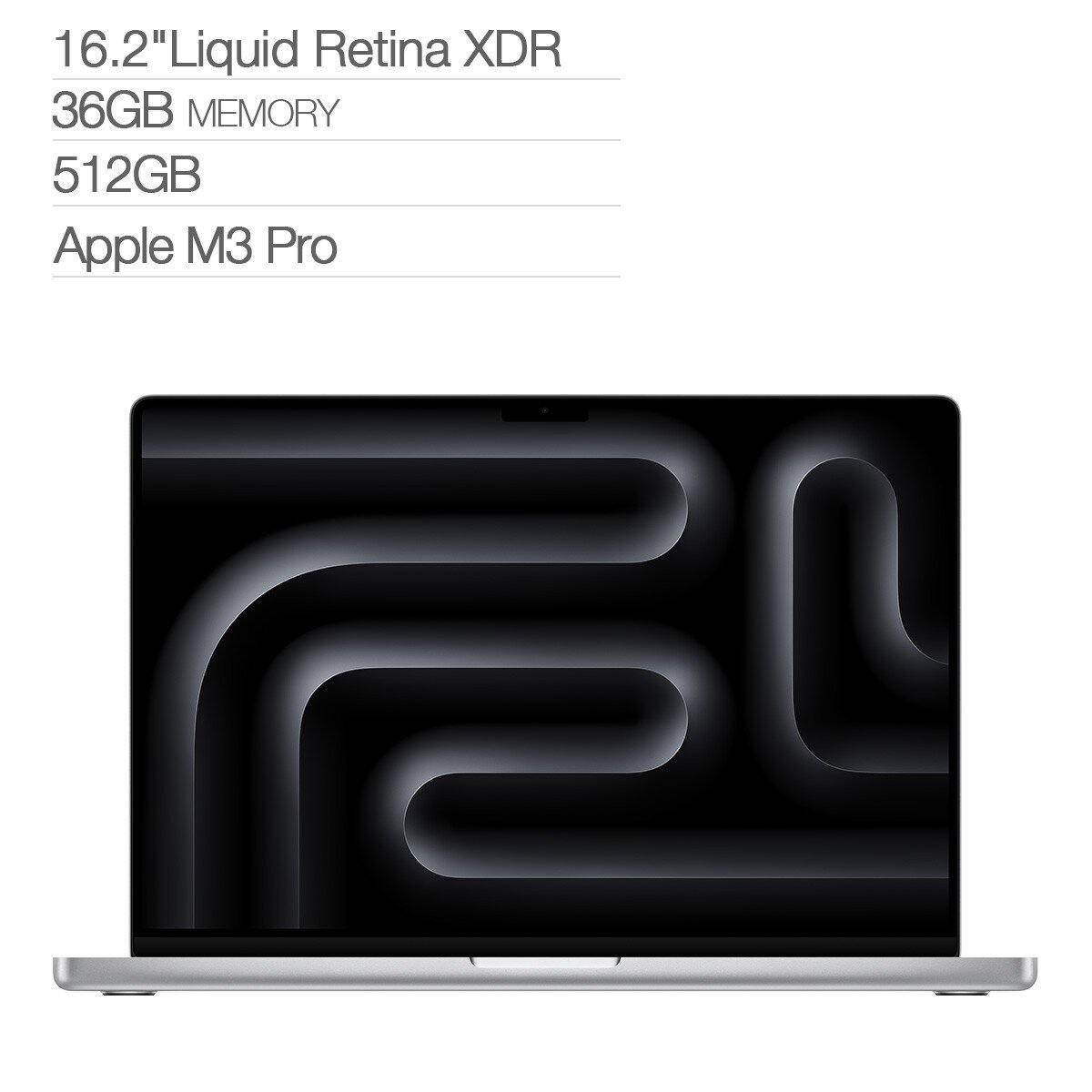 Apple MacBook Pro 16吋 搭配 M3 Pro 晶片 12 核心 CPU 18 核心 GPU 36GB 記憶體 512GB SSD 銀色