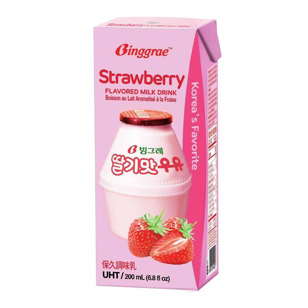 Binggrae 草莓牛奶 保久調味乳 200毫升 X 24入