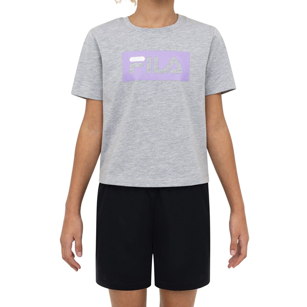 Fila 兒童短袖運動三件組 紫色組