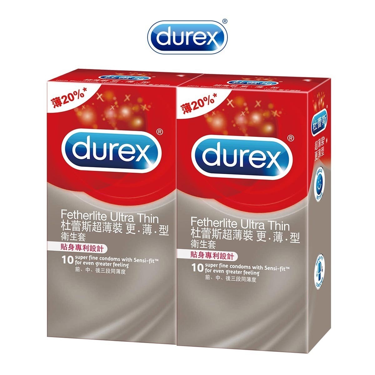 杜蕾斯 超薄裝更薄型衛生套 20入 (10入 X 2盒)