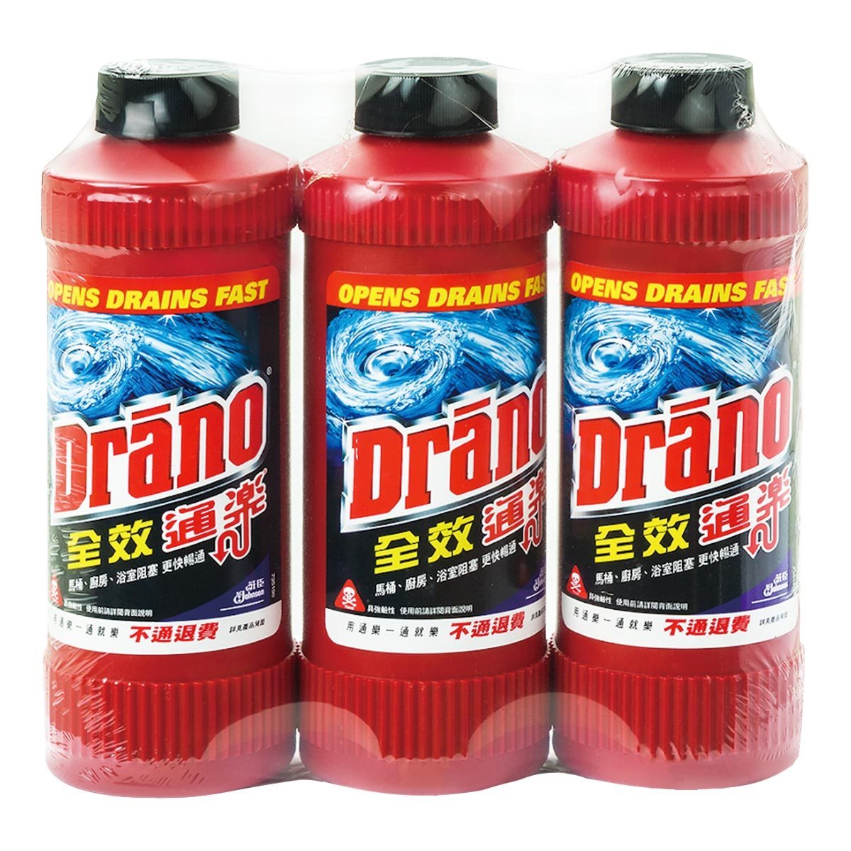 DRANO DRAINER通樂全效疏通劑500毫升X 3入