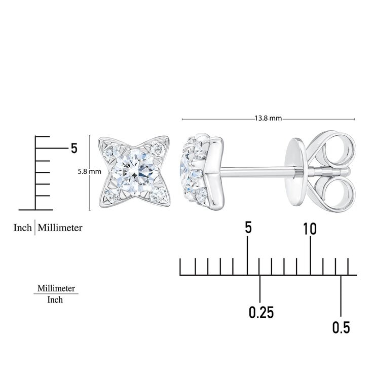 0.50克拉 14K白K金 圓形鑽石星型耳環 VS2/I