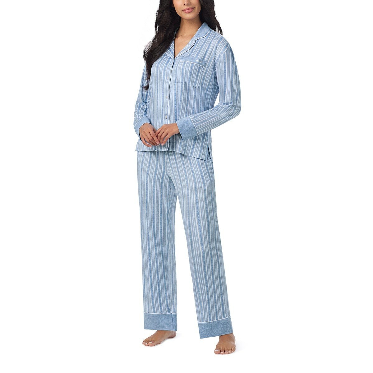 DKNY 女長袖睡衣套組 淺藍