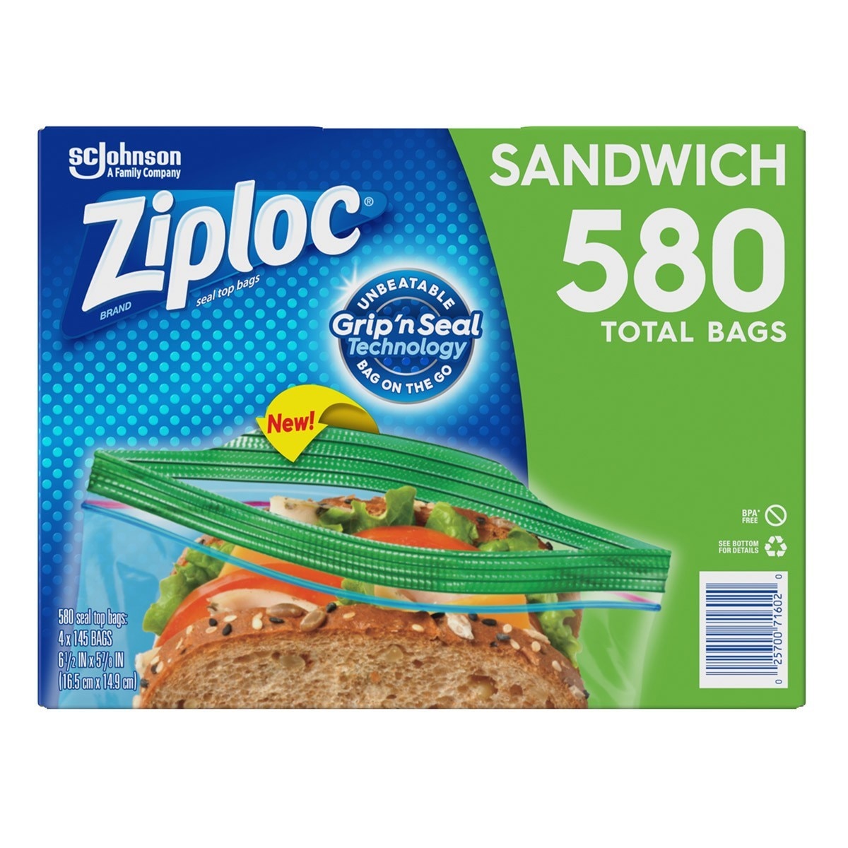 Ziploc 可封式三明治保鮮袋 580入