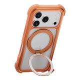 MAGEASY Odyssey Stand M 超軍規防摔磁吸支架手機殼 iPhone 17 Pro(珊瑚) + 鏡頭保護貼Lenz(白色) + Vetro 9H 鋼化玻璃保護膜
